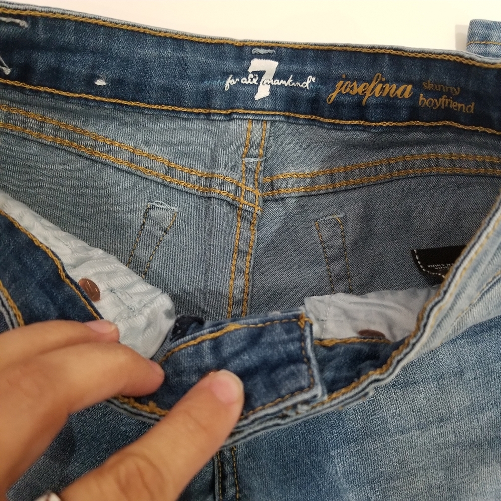 7 For All Mankind Blue Distressed skinny Jeans little girl size 7 (C11) - Picture 3 of 6